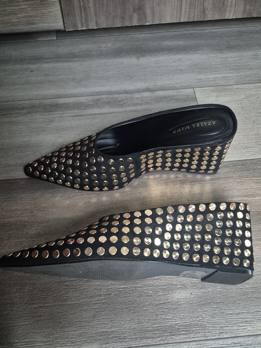 Azalea Wang Studded Wedge Mules Flats